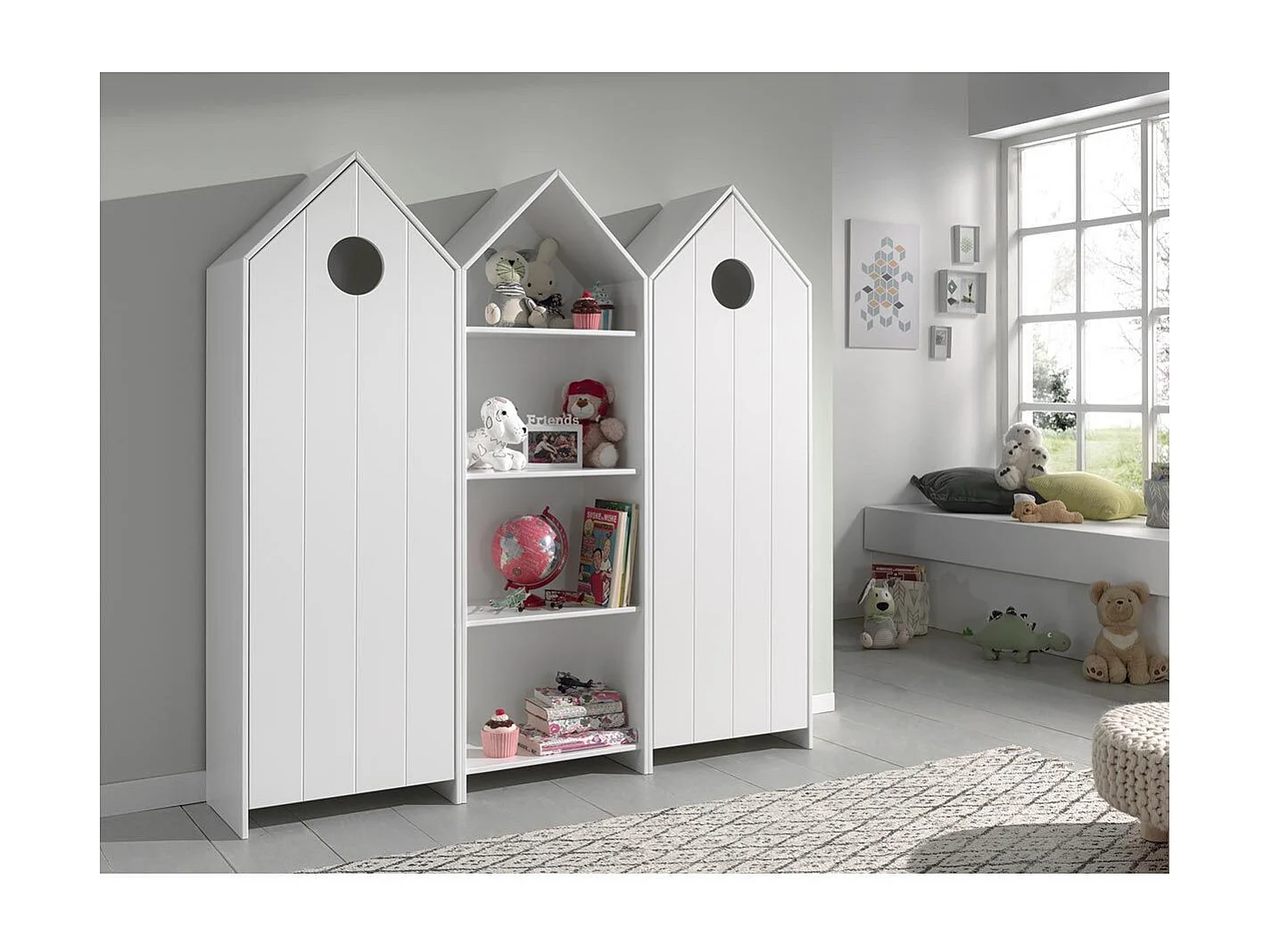 Pack - Étagère Enfant & 2 Armoires "Casami" Blanc