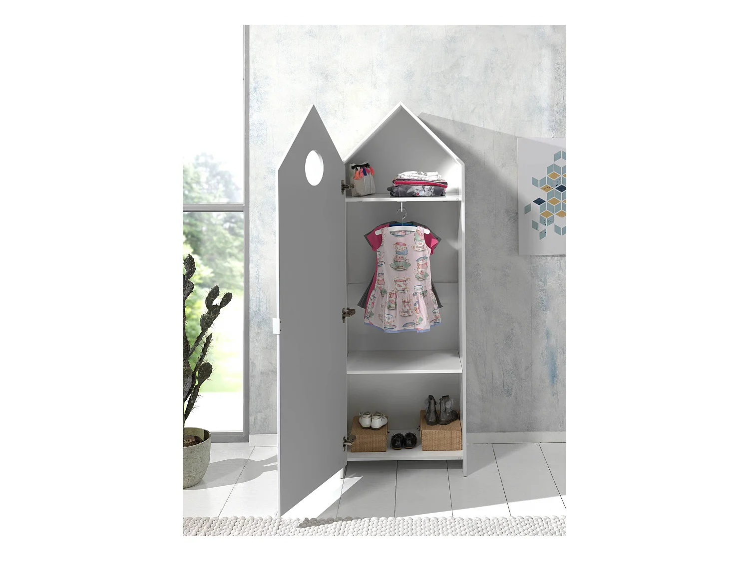 Pack - Étagère Enfant & 2 Armoires "Casami" Blanc & Gris