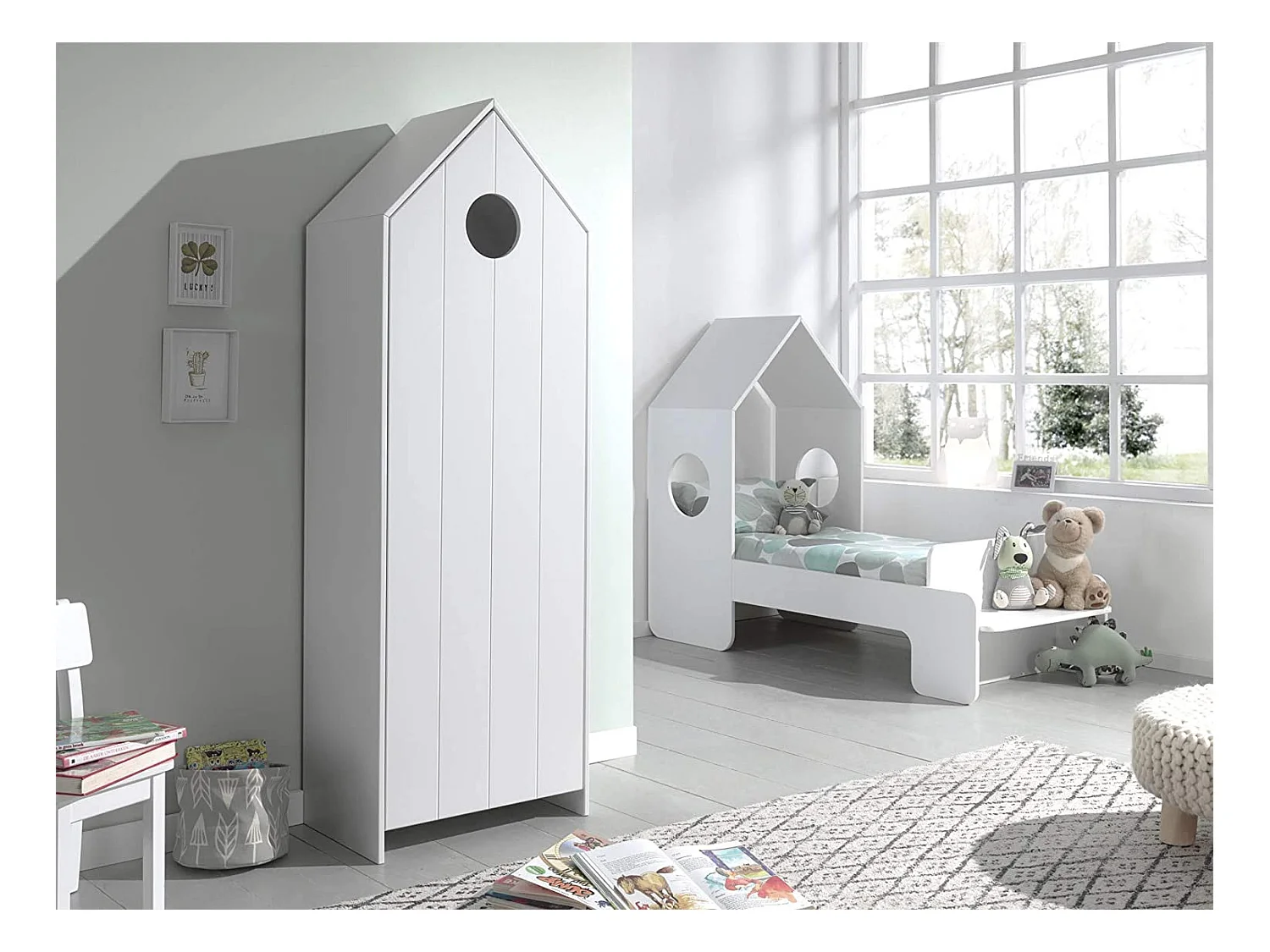 Pack - Étagère Enfant & 2 Armoires "Casami" Blanc & Gris