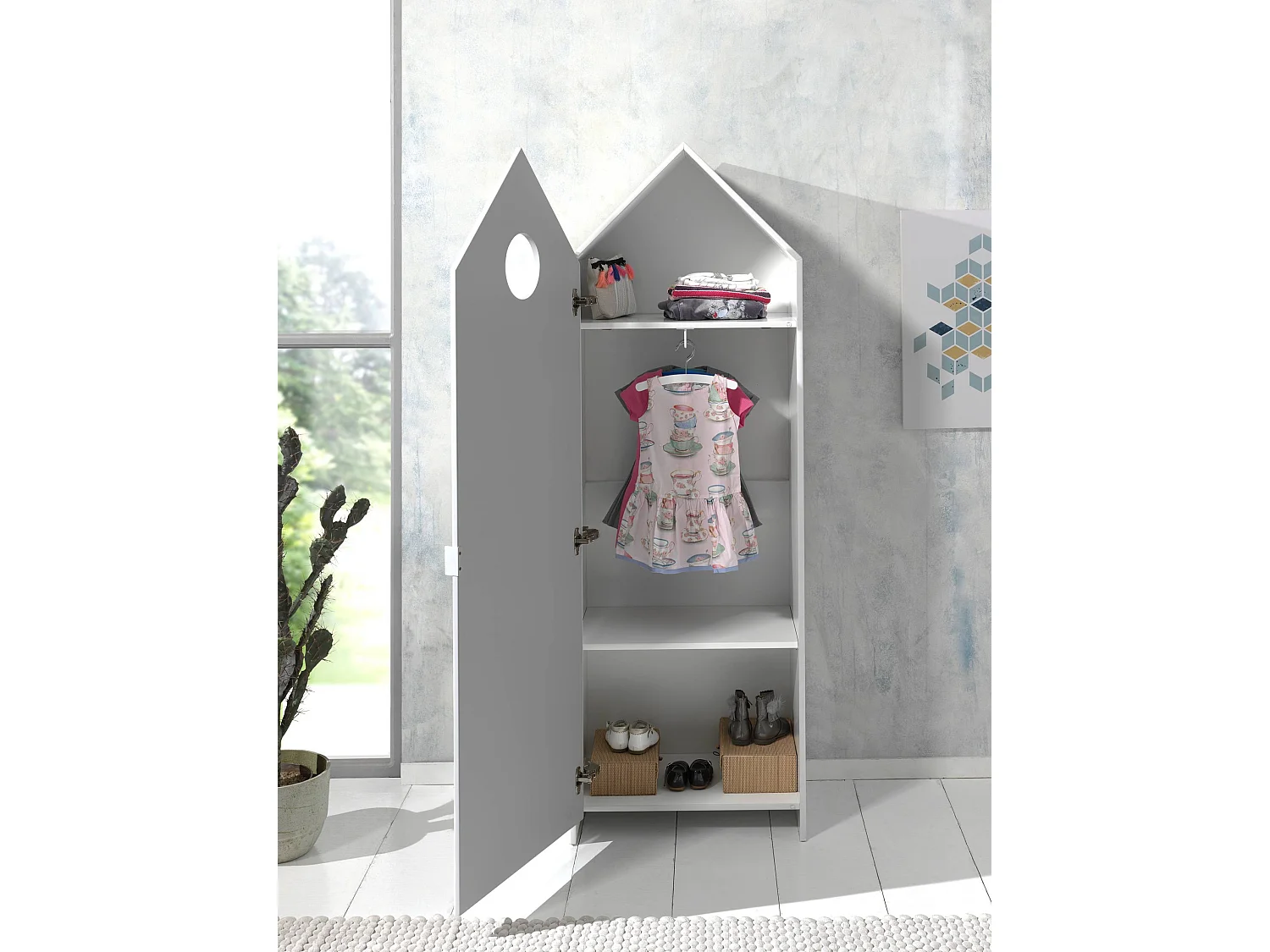 Pack - Étagère Enfant & 2 Armoires "Casami" Blanc & Gris