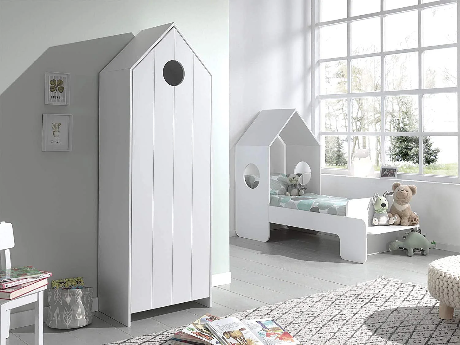 Pack - Étagère Enfant & 2 Armoires "Casami" Blanc & Gris