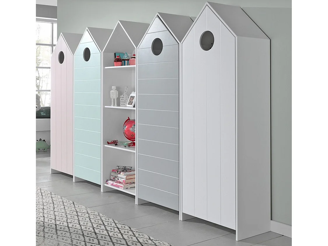 Pack - Étagère Enfant & 2 Armoires "Casami" Blanc & Gris