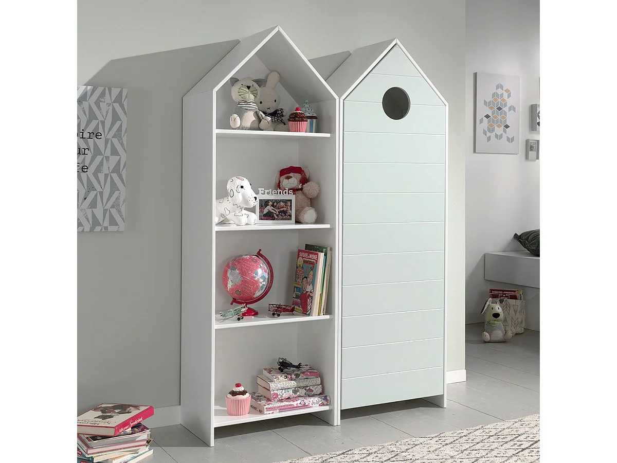 Pack - Étagère & Armoire 4 Niveaux "Casami" 171cm Blanc & Menthe