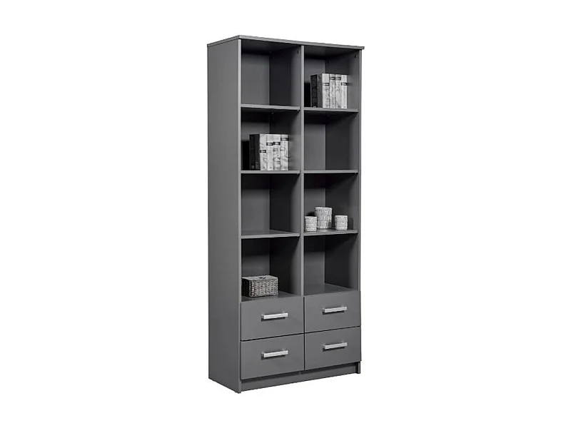 Étagère 4 Niveaux & 4 Portes "Azio" 91cm Gris