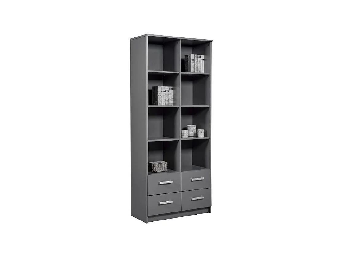 Étagère 4 Niveaux & 4 Portes "Azio" 91cm Gris
