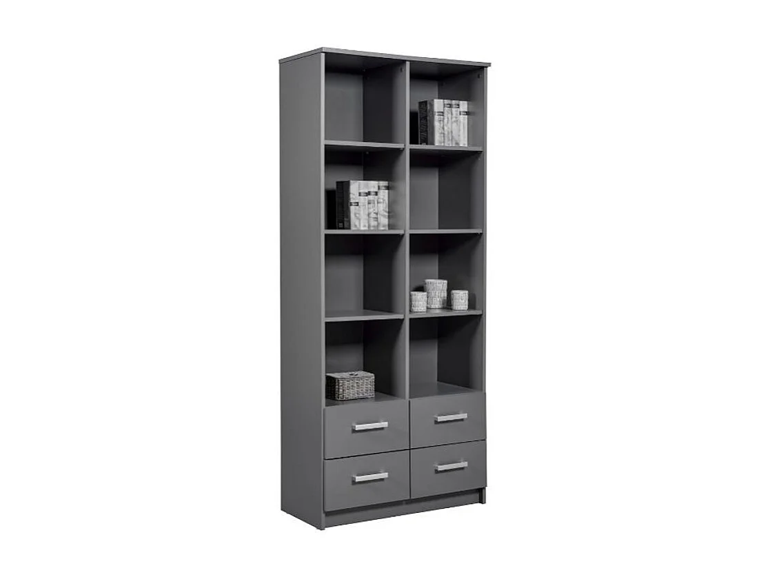 Étagère 4 Niveaux & 4 Portes "Azio" 91cm Gris