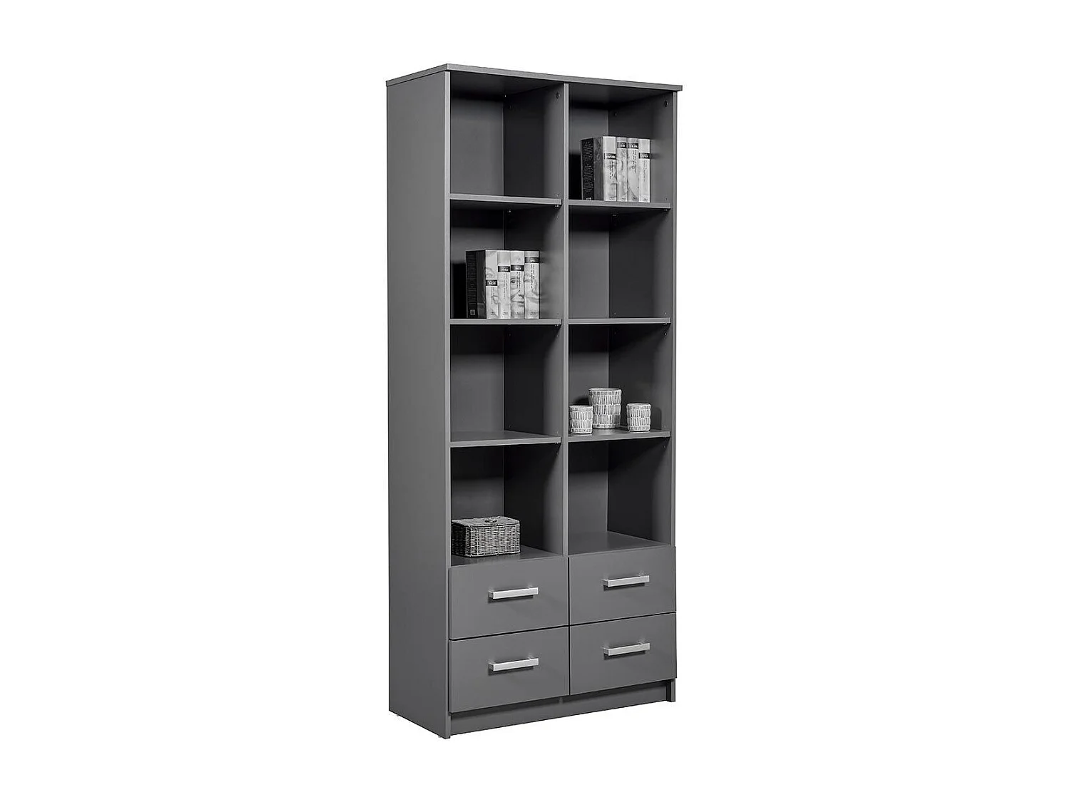 Étagère 4 Niveaux & 4 Portes "Azio" 91cm Gris
