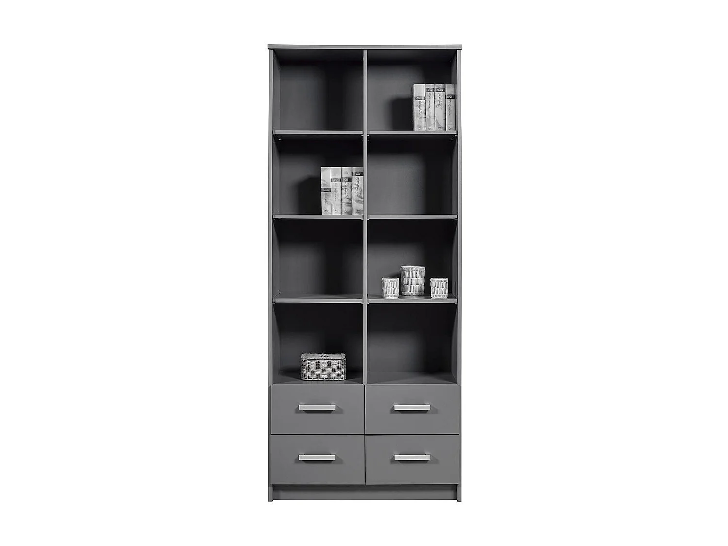 Étagère 4 Niveaux & 4 Portes "Azio" 91cm Gris