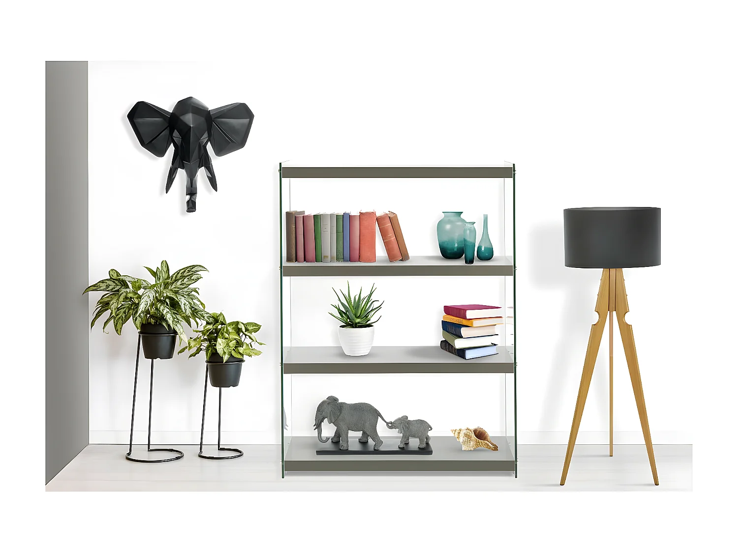 Étagère 4 Niveaux "Elementary" 113cm Gris