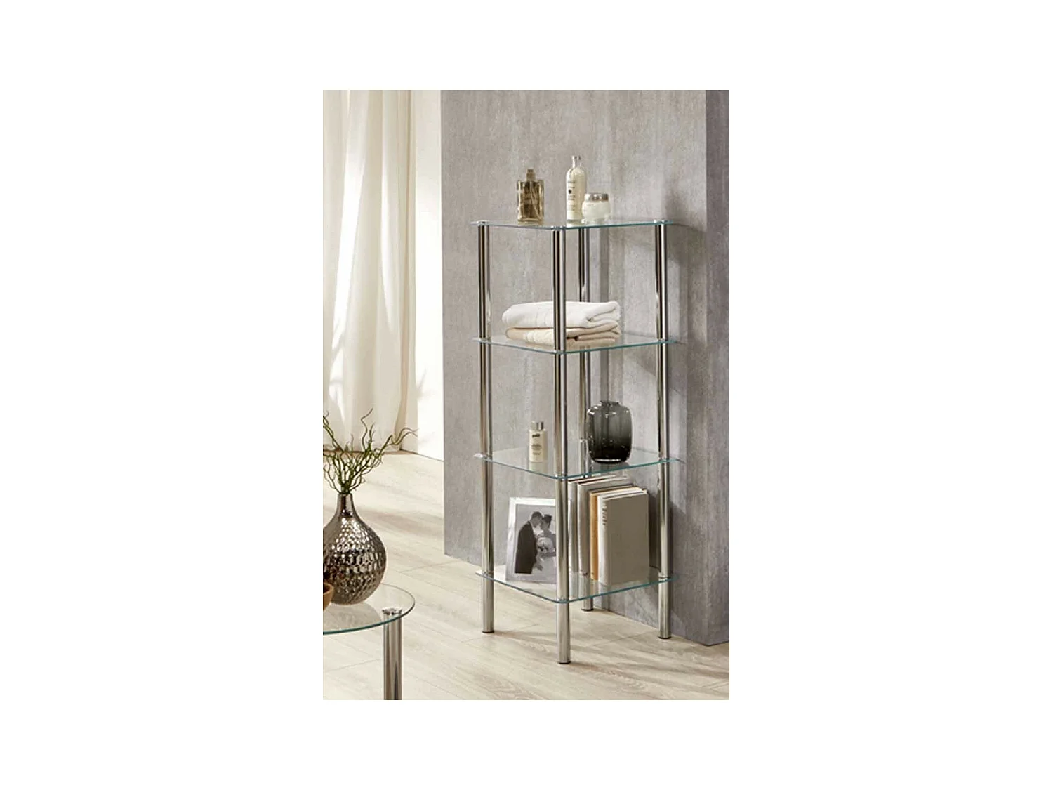 Étagère 4 Niveaux en Verre "Eliot" 107cm Transparent