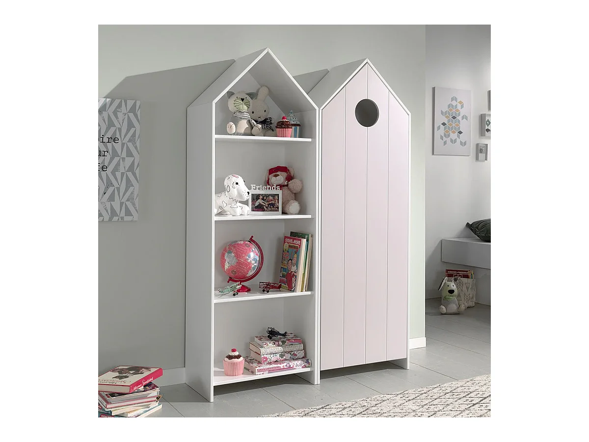 Pack - Étagère & Armoire 4 Niveaux "Casami" 171cm Blanc & Rose