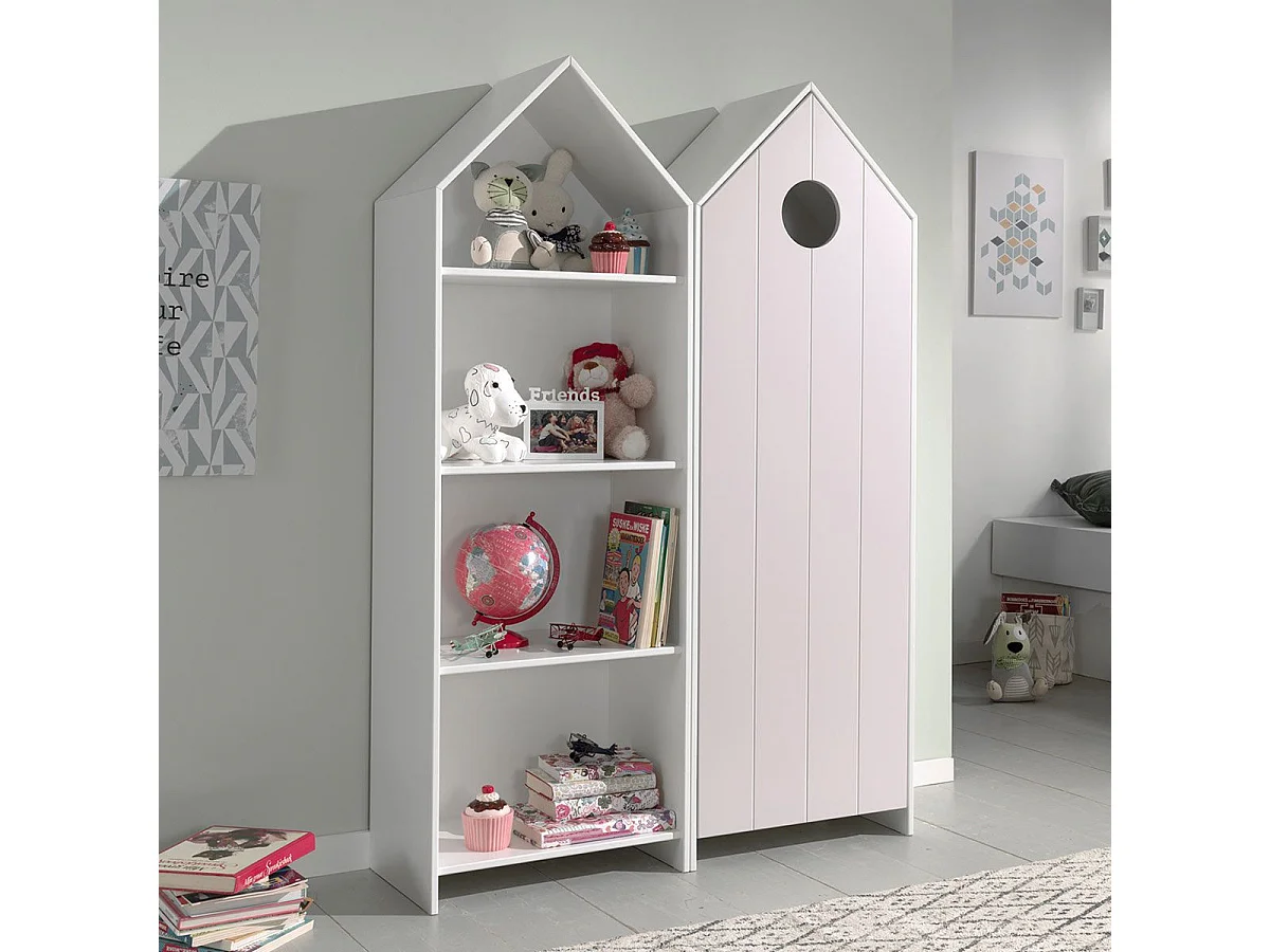 Pack - Étagère & Armoire 4 Niveaux "Casami" 171cm Blanc & Rose