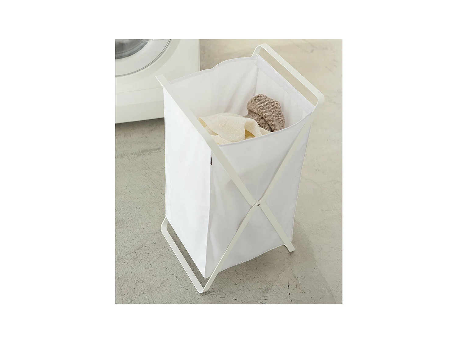 Opvouwbare wasmand wit - H 64 cm