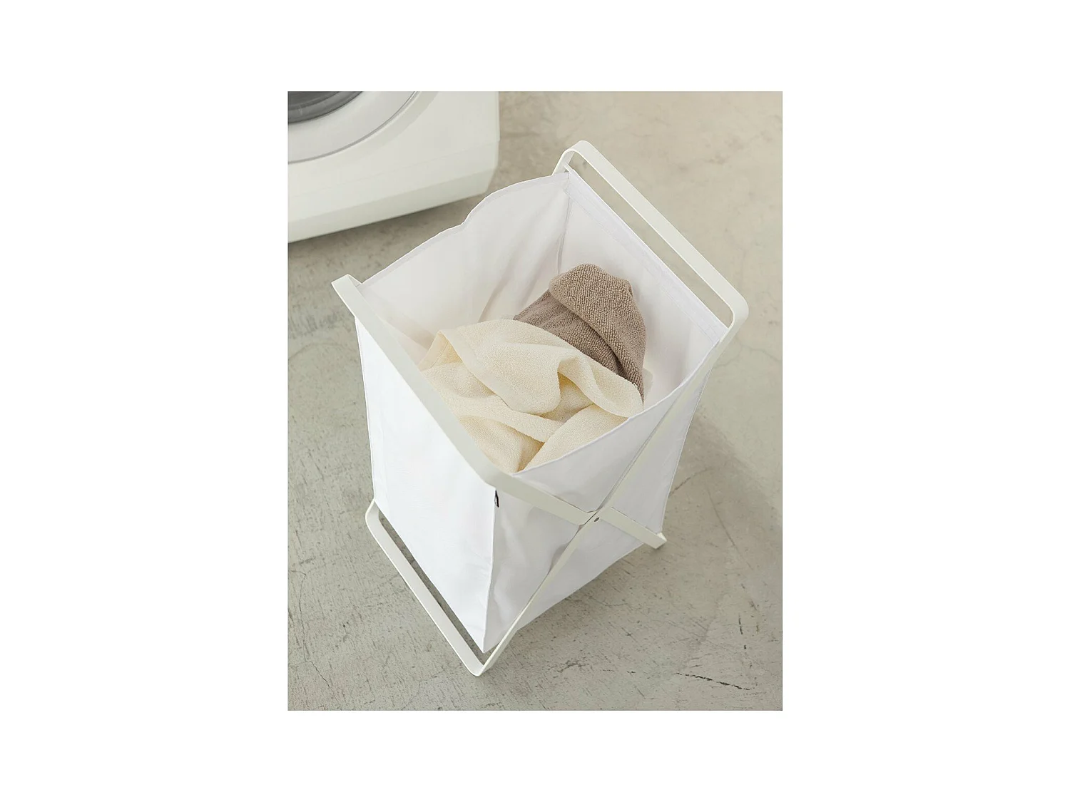 Opvouwbare wasmand wit - H 64 cm