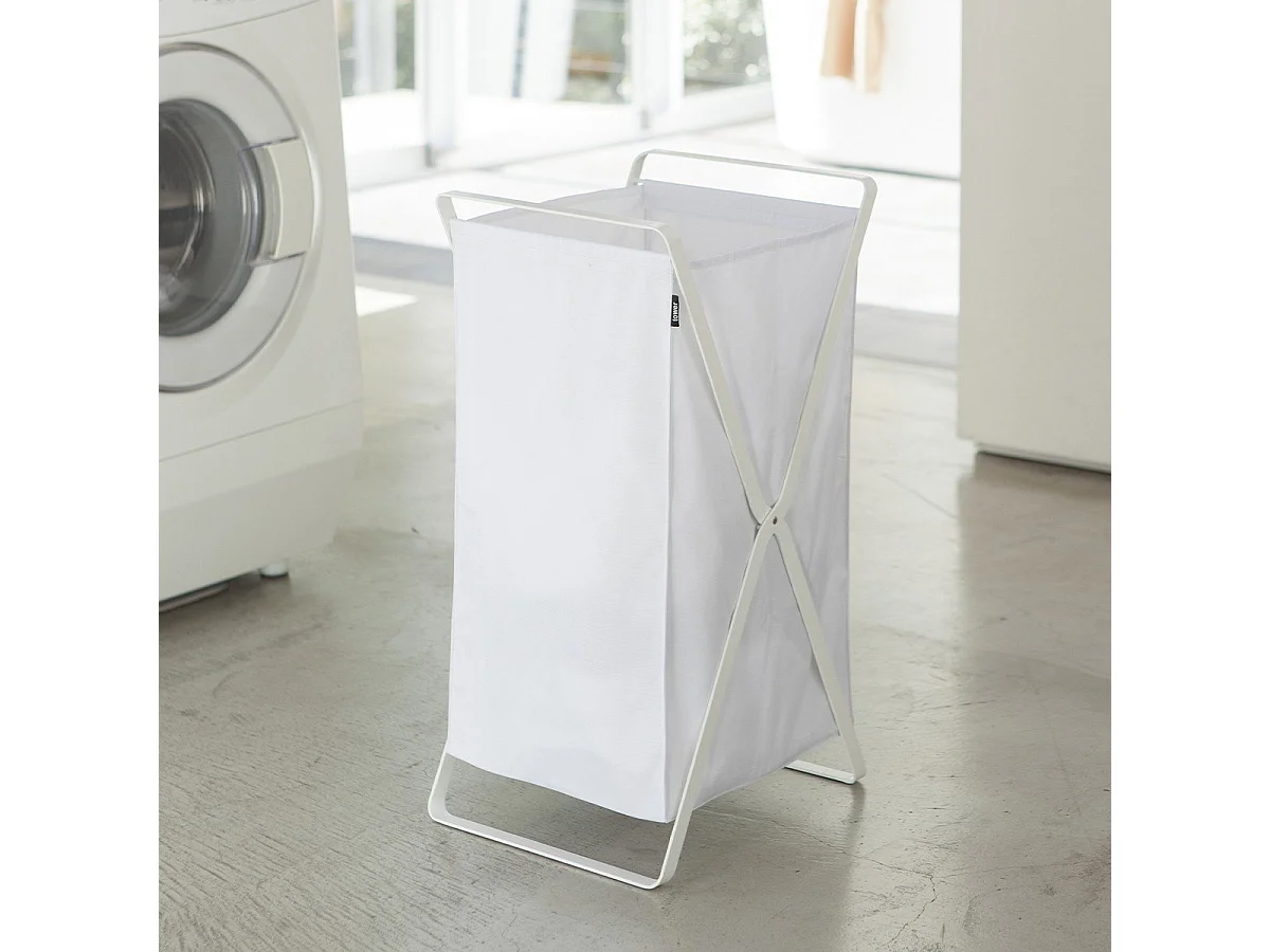 Panier à Linge Pliable Blanc - H64 cm