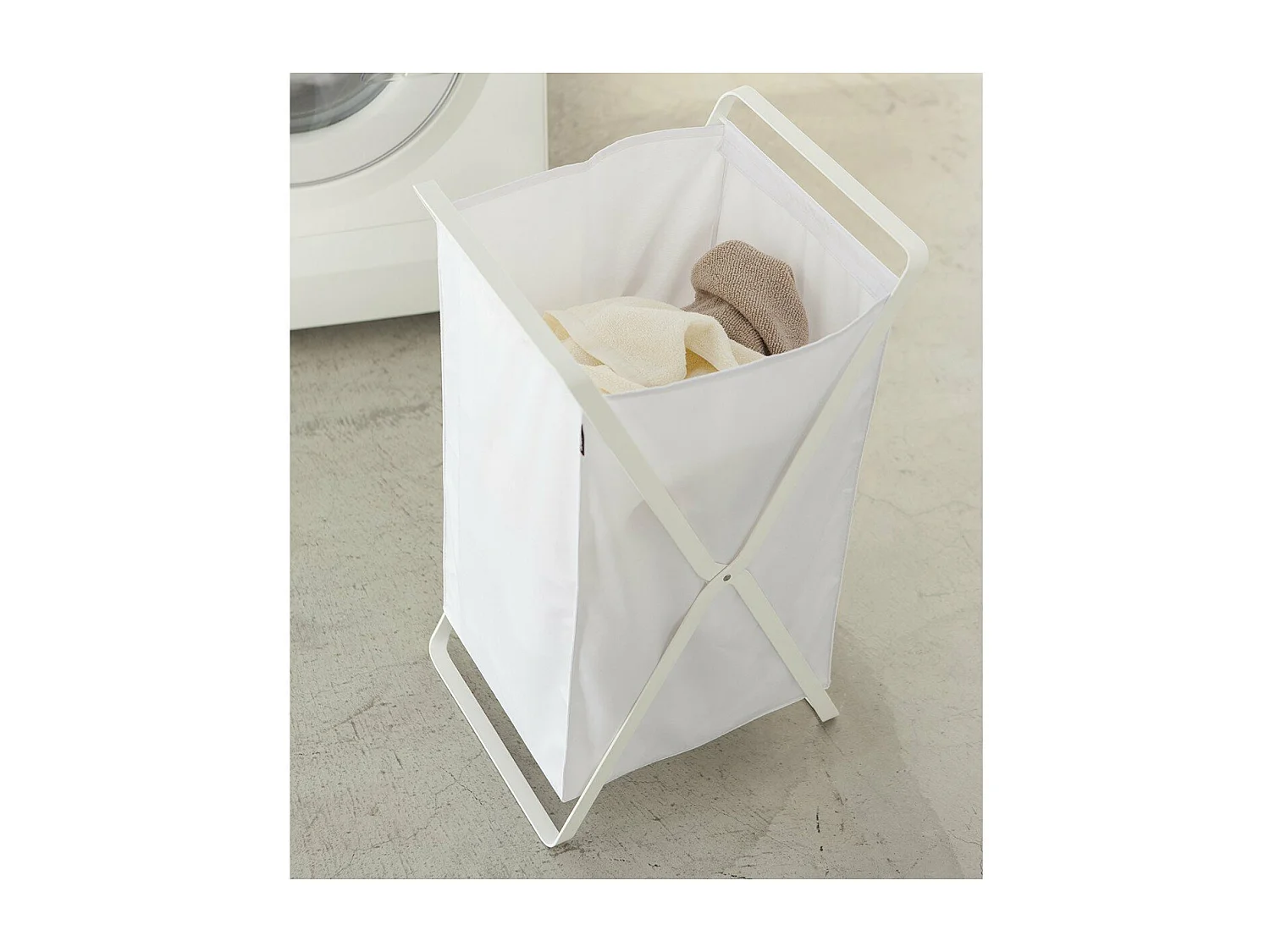 Panier à Linge Pliable Blanc - H64 cm