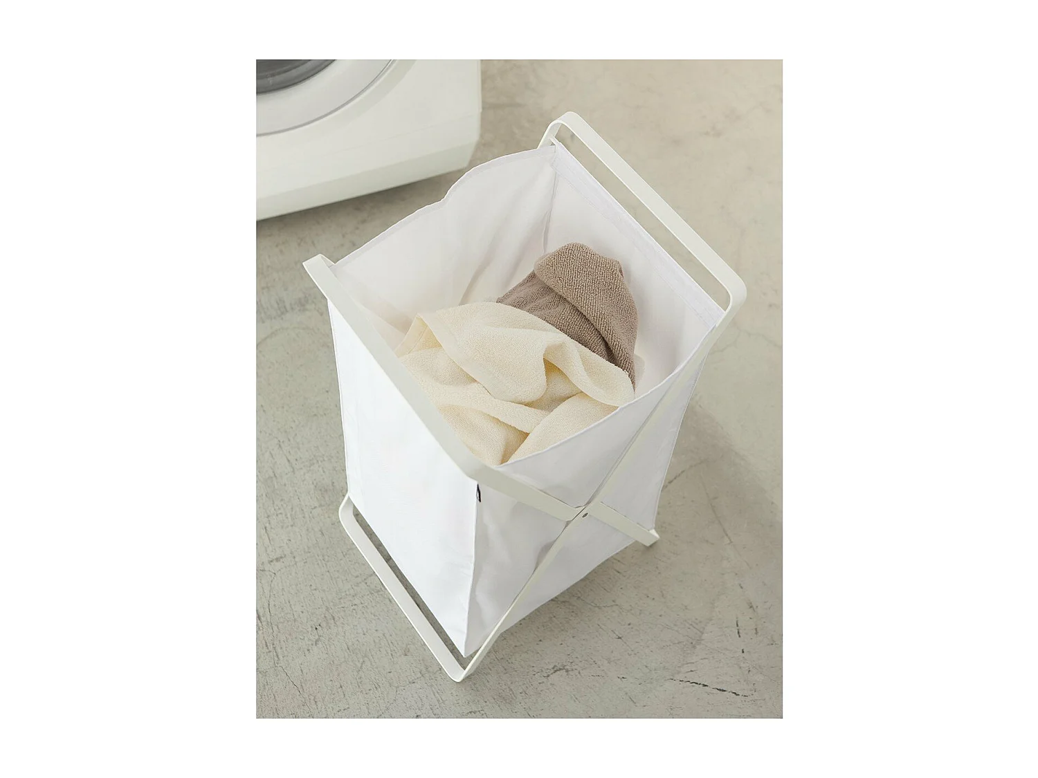 Panier à Linge Pliable Blanc - H64 cm