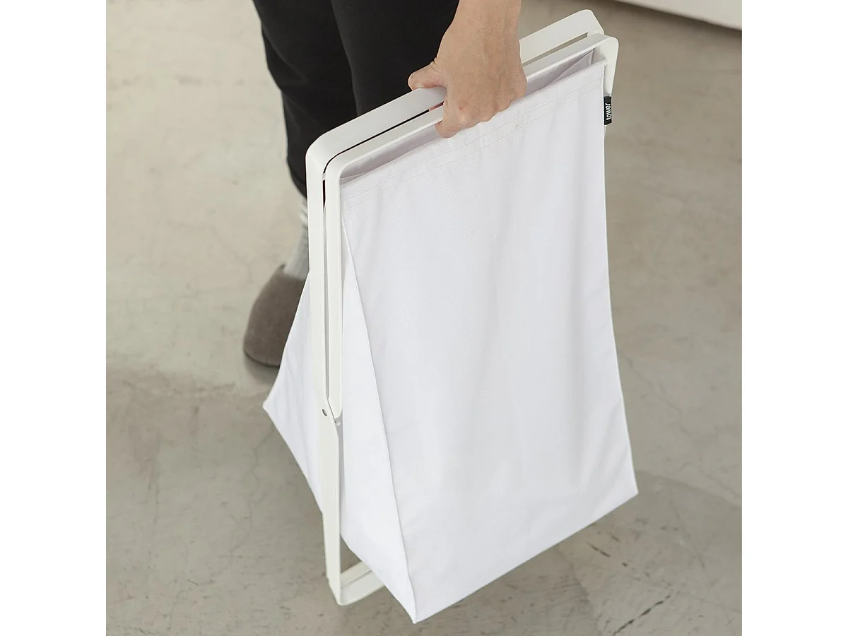 Panier à Linge Pliable Blanc - H64 cm