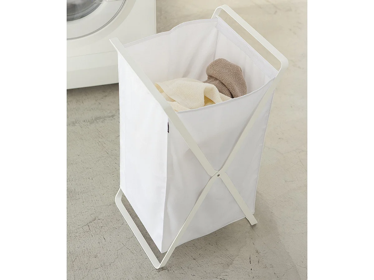 Panier à Linge Pliable Blanc - H64 cm