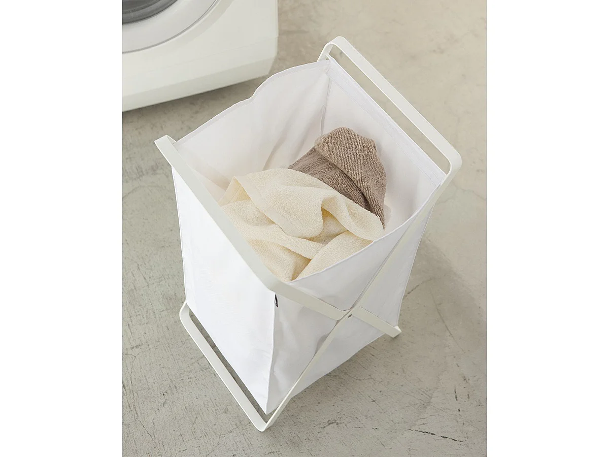 Panier à Linge Pliable Blanc - H64 cm