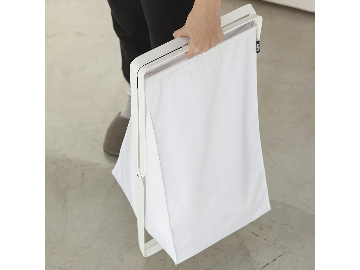 Panier à Linge Pliable Blanc - H64 cm