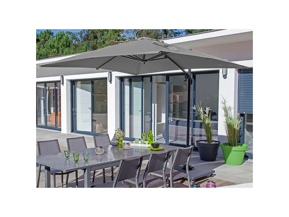 Parasol déporté rectangulaire en aluminium 3x4m Roma