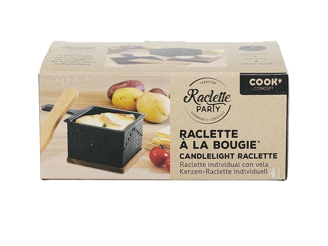 Raclette individual a la luz de las velas