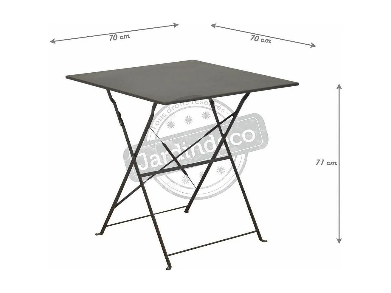 Guéridon carré en acier 70 cm Cuba