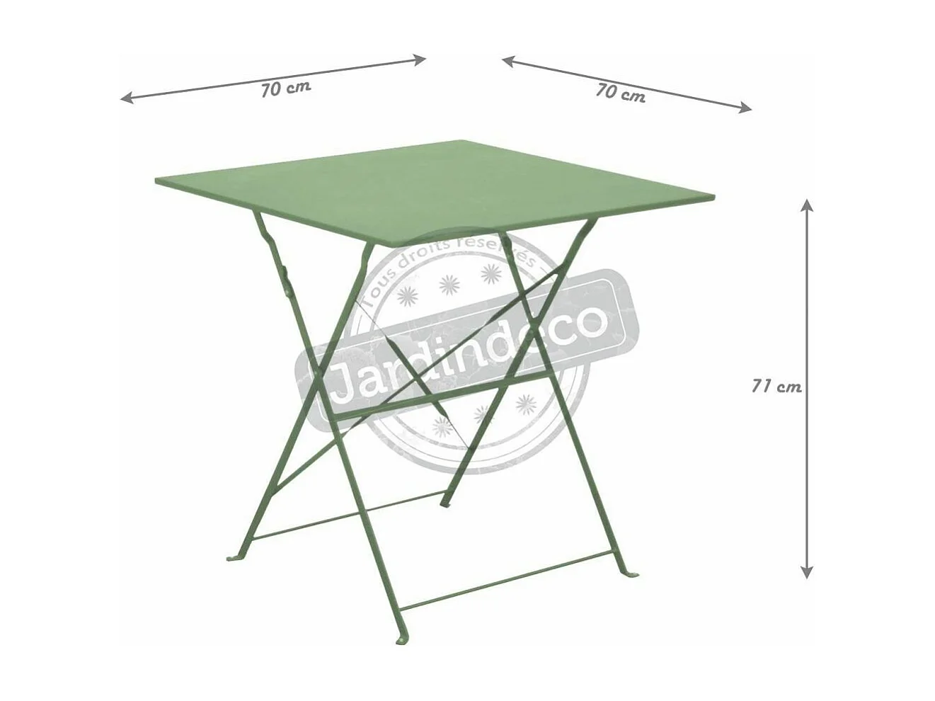 Guéridon carré en acier 70 cm Cuba
