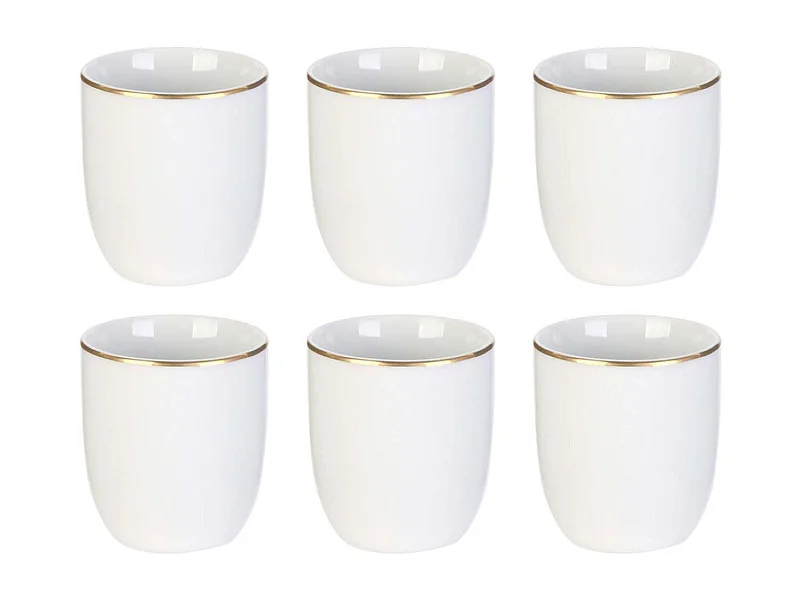 Tazza in porcellana con finiture dorate da 18 cl Set di 6 pezzi