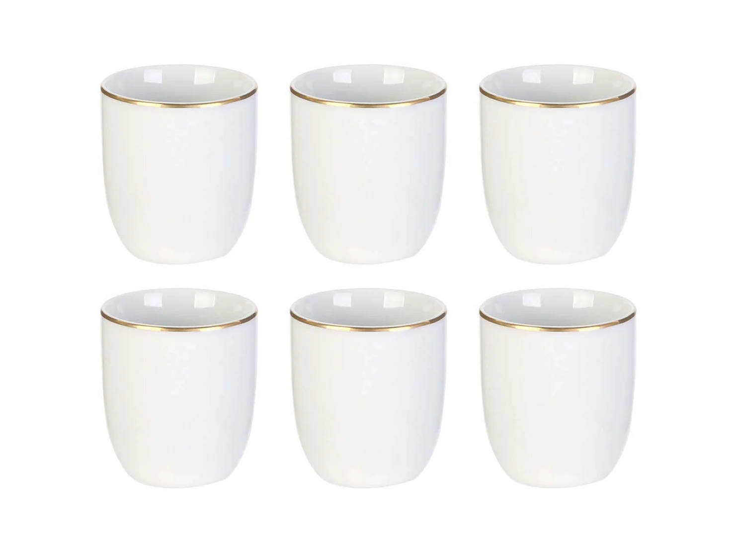 Tazza in porcellana con finiture dorate da 18 cl Set di 6 pezzi