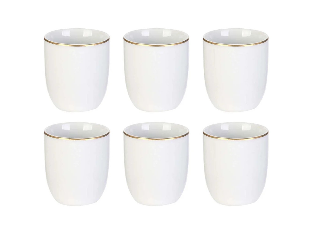 Tazza in porcellana con finiture dorate da 18 cl Set di 6 pezzi
