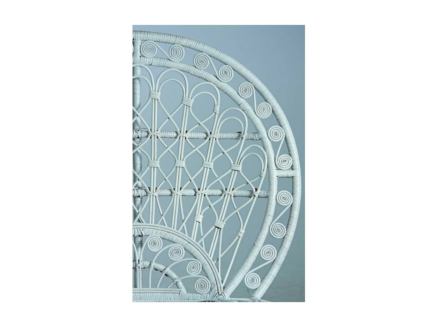 Fauteuil Emmanuelle en rotin laqué blanc avec coussin