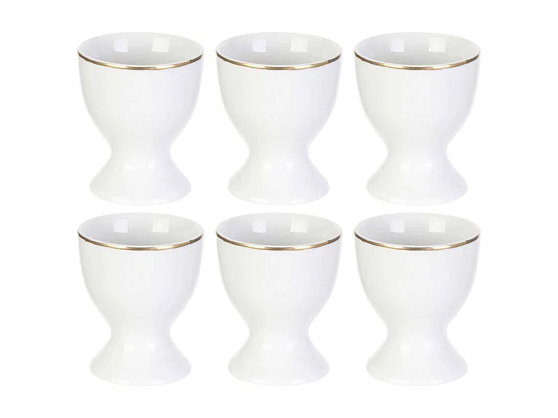 Eierbecher aus Porzellan mit Goldrand (6er-Set)