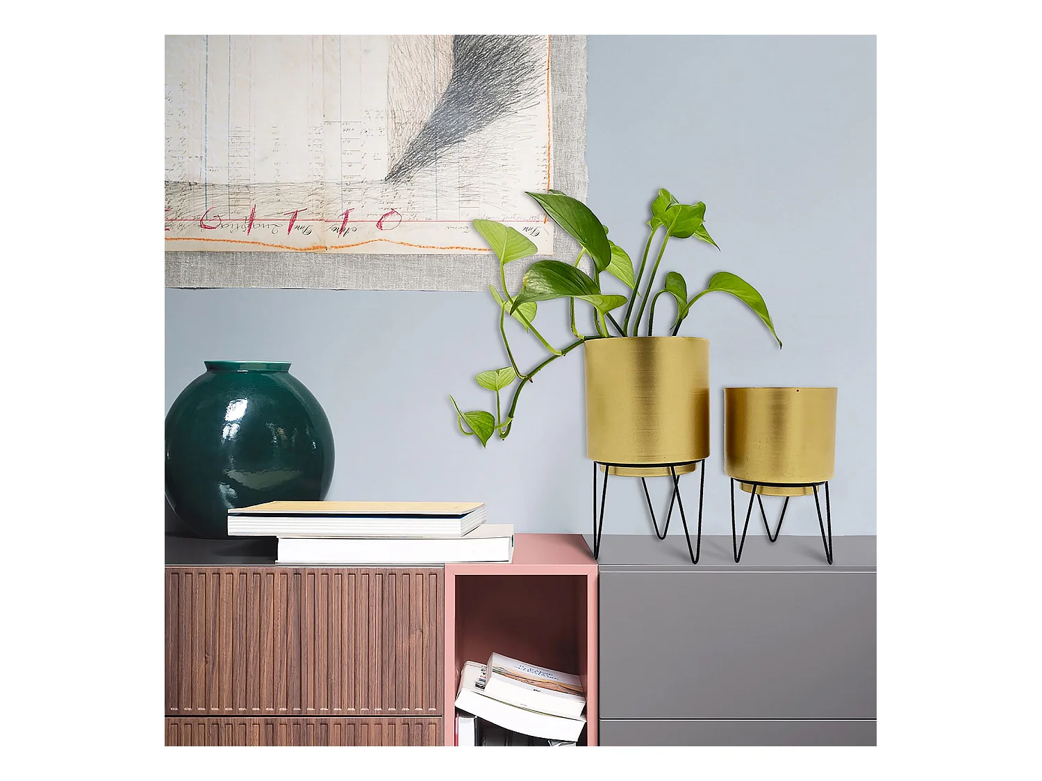 Pot De Fleur Pied Filaire X2 Or