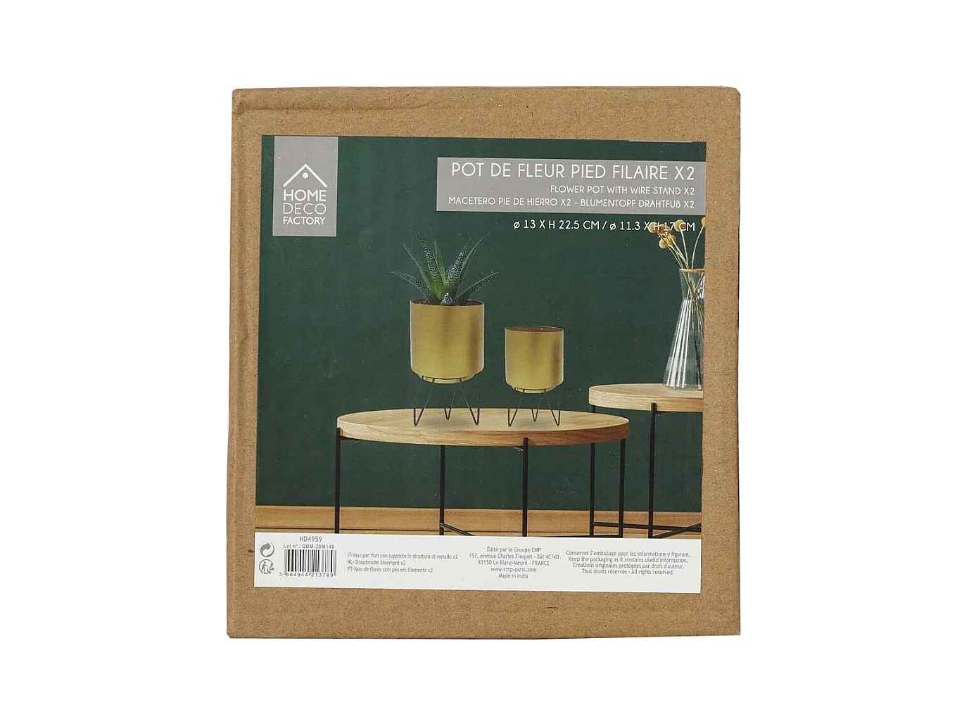 Pot De Fleur Pied Filaire X2 Or