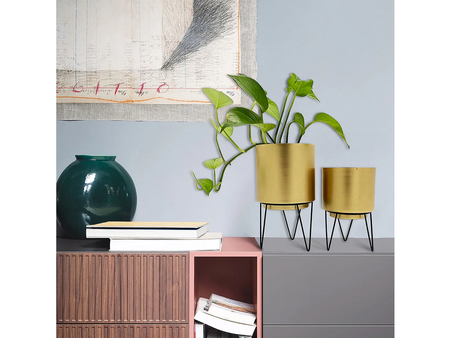 Pot De Fleur Pied Filaire X2 Or