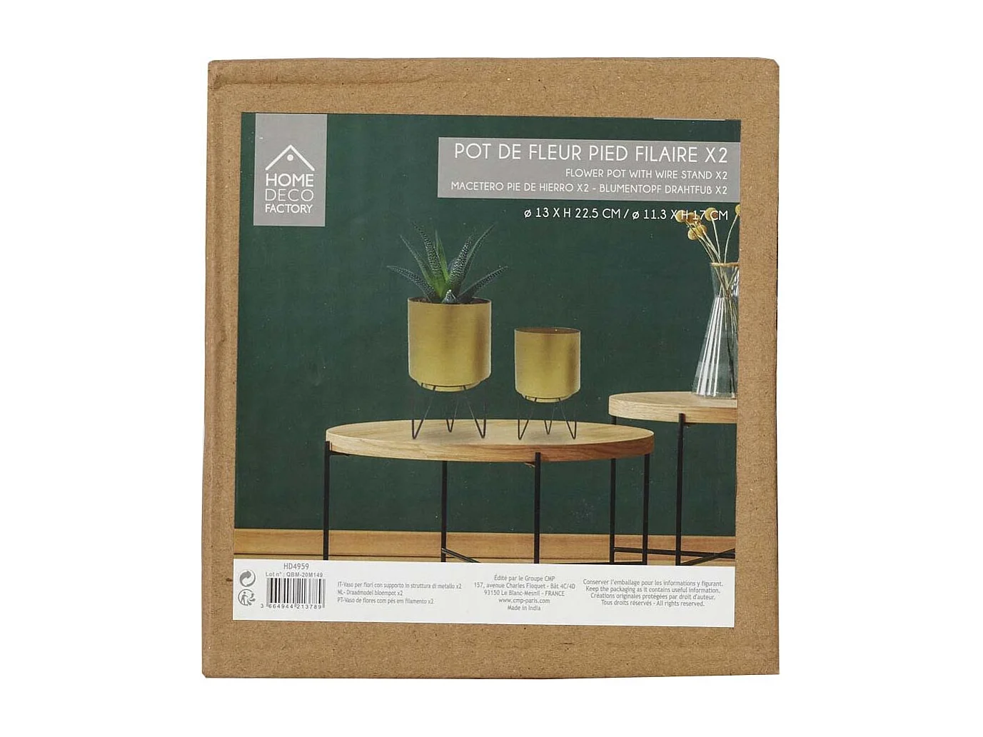 Pot De Fleur Pied Filaire X2 Or