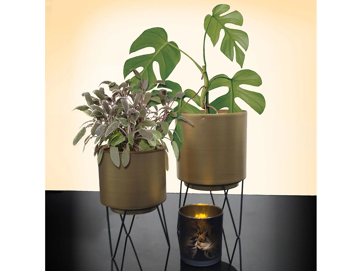 Pot De Fleur Pied Filaire X2 Or