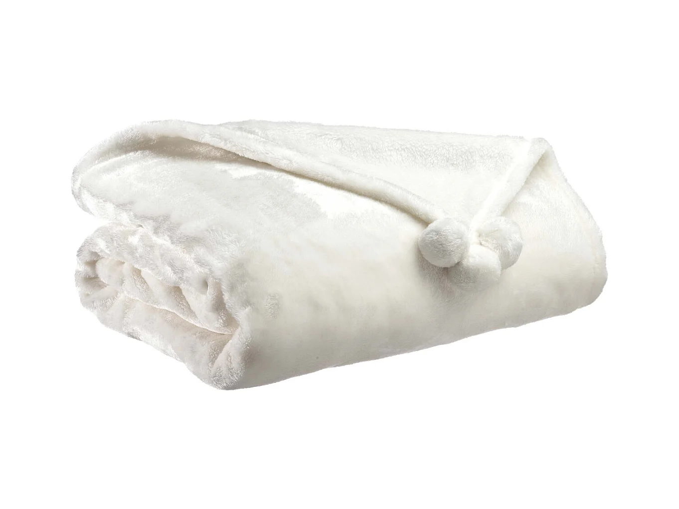 Plaid en polyester avec  pompons Tender 170 x 130 cm Neige