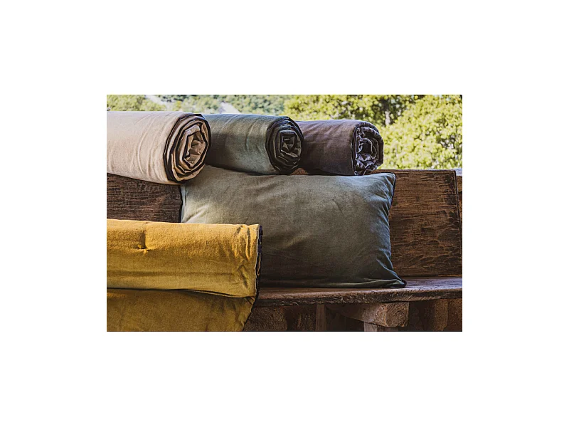 Coussin de chaise capitonné en velours de coton 16 points 40 x 40 + 5 cm "Isilde" Vent du sud