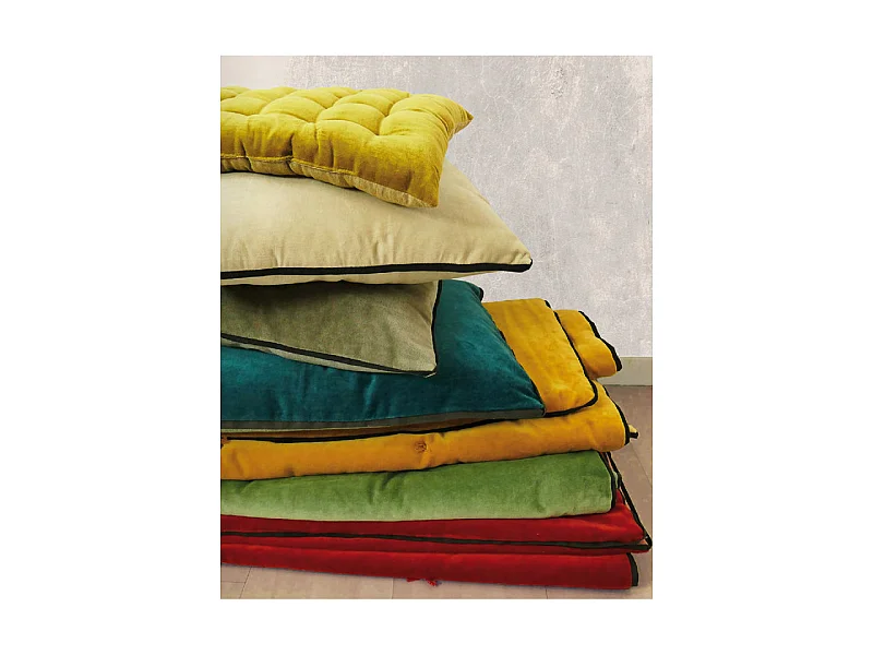 Coussin de chaise capitonné en velours de coton 16 points 40 x 40 + 5 cm "Isilde" Vent du sud