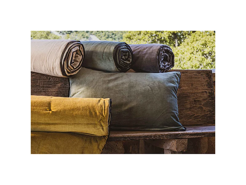 Coussin de chaise capitonné en velours de coton 16 points 40 x 40 + 5 cm "Isilde" Vent du sud