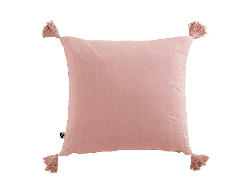 Coussin déhoussable avec pompons "Gaïa" 40 x 40 cm "Gaze de Coton"