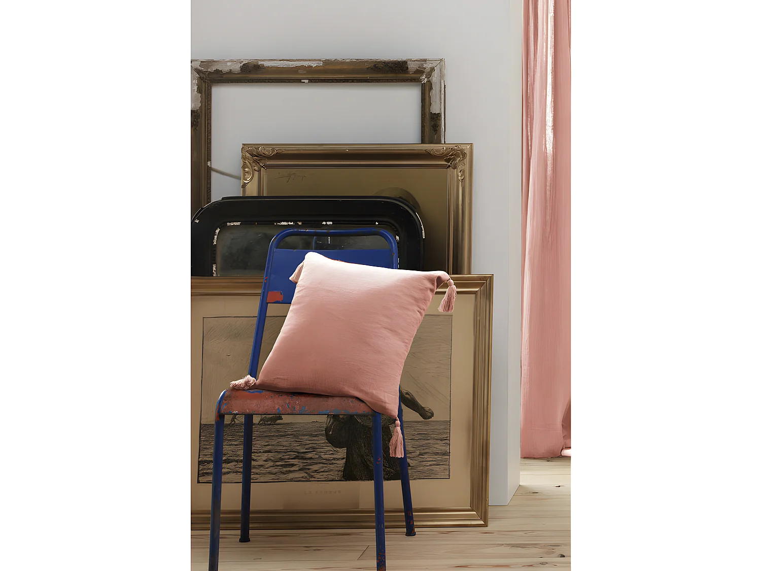 Coussin déhoussable avec pompons "Gaïa" 40 x 40 cm "Gaze de Coton"