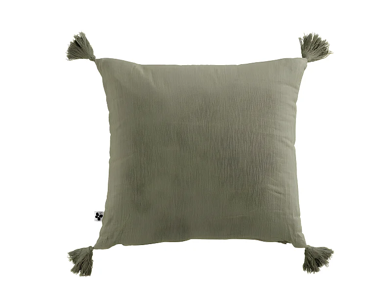 Coussin déhoussable avec pompons "Gaïa" 40 x 40 cm "Gaze de Coton"