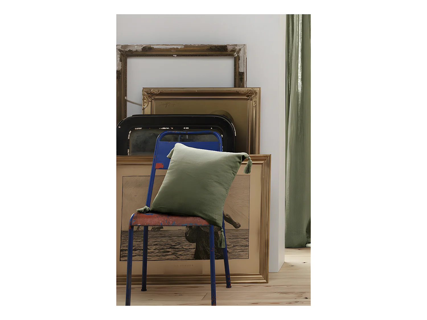 Coussin déhoussable avec pompons "Gaïa" 40 x 40 cm "Gaze de Coton"