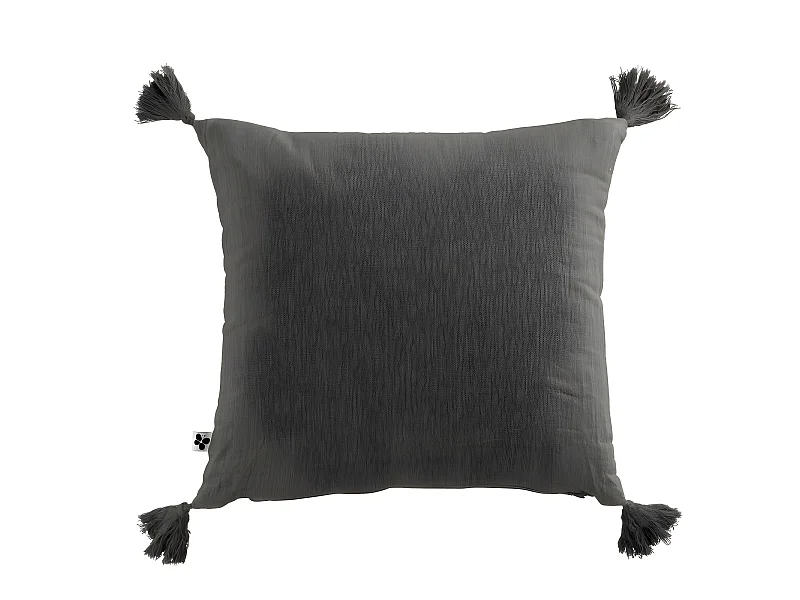 Coussin déhoussable avec pompons "Gaïa" 40 x 40 cm "Gaze de Coton"