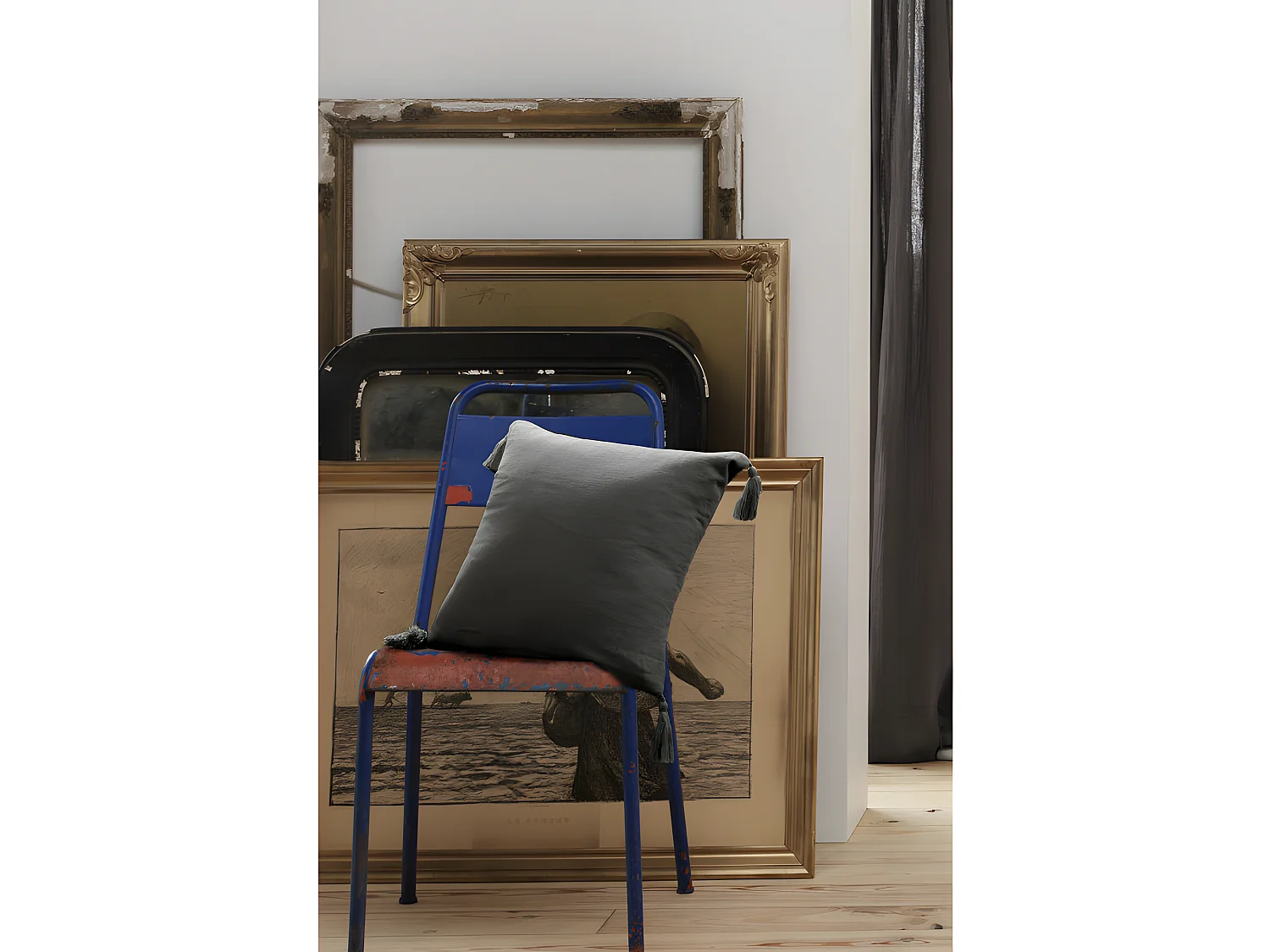 Coussin déhoussable avec pompons "Gaïa" 40 x 40 cm "Gaze de Coton"