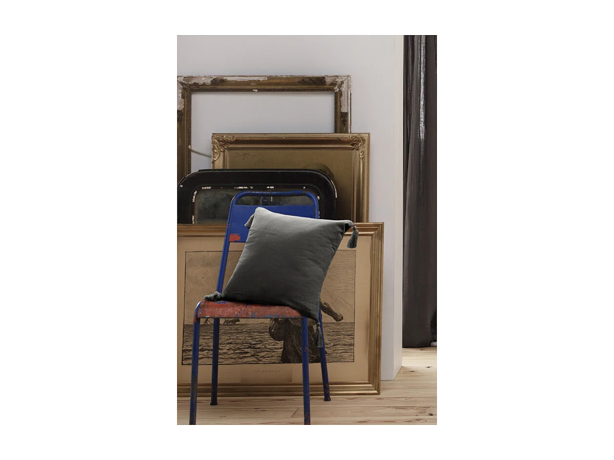 Coussin déhoussable avec pompons "Gaïa" 40 x 40 cm "Gaze de Coton" l'Effet Papillon